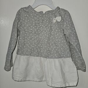 Carter's Gray and White Polka Dot Girls size 24 Month Long Sleeve Top